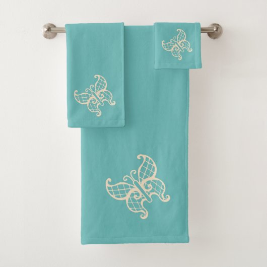 Elegant Lace Butterfly Bath Towels Set Gift Bad Handdoek (Insitu)