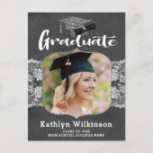 Elegant Lace Chalkboard 2 Uitnodiging tot Afstudee (Voorkant)