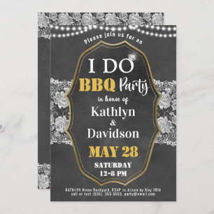 Elegant Lace Chalkboard I DO Verloving Invitation Feestdagenkaart