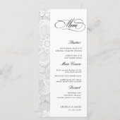 Elegant Lace Classic Vintage Black & White Wedding Menu (Voorkant / Achterkant)
