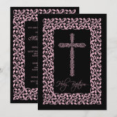 Elegant Lace Cross Baby Heilige Baptisme Kaart (Voorkant / Achterkant)