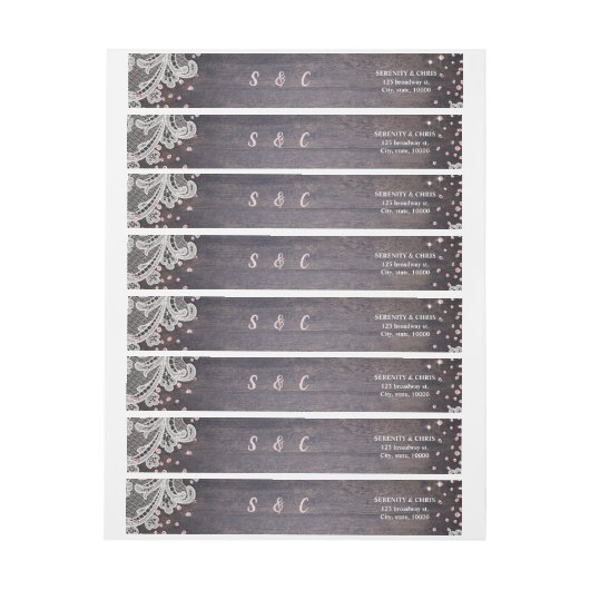 Elegant Lace en houtblush glitter rustige bruiloft (Vel)