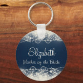 Elegant Lace en parelbruiloft personaliseren Sleutelhanger (Voorkant)