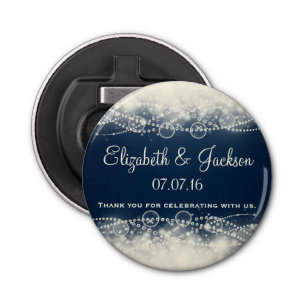 Elegant Lace en Pearls Wedding Favor Button Flesopener