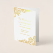 Elegant Lace Floral Real Gold Foil Wedding Program Folie Kaarten (Voorkant)