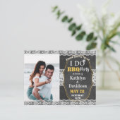 Elegant Lace Foto I DO Verloving Invitation Briefkaart (Staand voorkant)