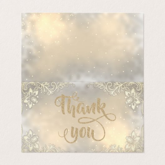 Elegant Lace Gold Glittery Hartelijk dank voor uw Visitekaartje (Buitenkant ongevouwen)
