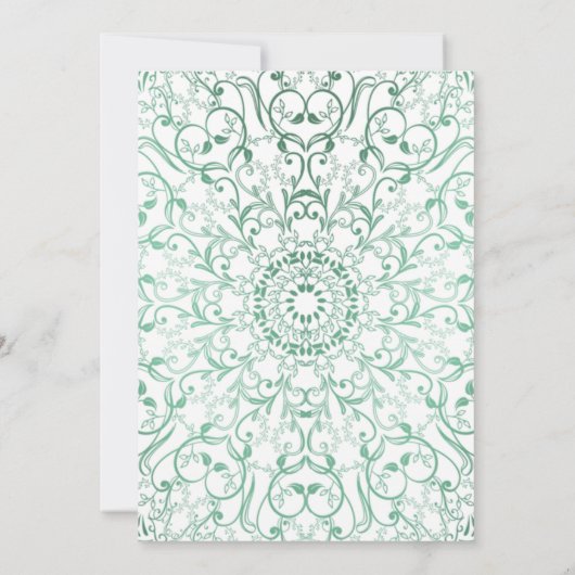 Elegant lace green mandala bruiloft kaart (Achterkant)