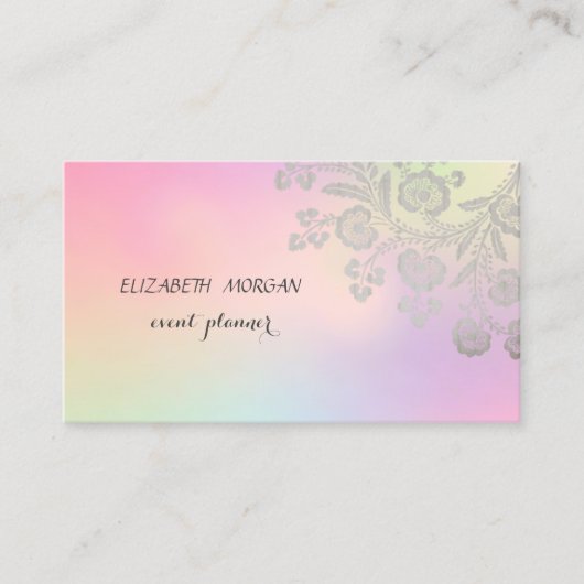 Elegant Lace Holographic Visitekaartje (Voorkant)