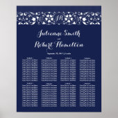 Elegant Lace Monogram Wedding Seding Chart Poster (Voorkant)