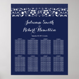 Elegant Lace Monogram Wedding Seding Chart Poster