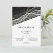 Elegant Lace Pearl Black White Chic Vrijgezellenfe Kaart (Staand voorkant)