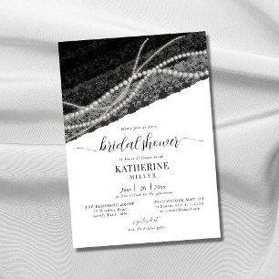 Elegant Lace Pearl Black White Chic Vrijgezellenfe Kaart