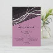 Elegant Lace Pearl Pearl Black Rustisch Vrijgezell Kaart (Staand voorkant)