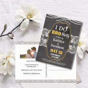 Elegant Lace Photo Verloving BBQ Party Invitation Briefkaart