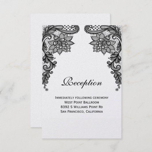 Elegant Lace Reception Kaart (Voorkant / Achterkant)