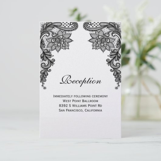 Elegant Lace Reception Kaart (Staand voorkant)