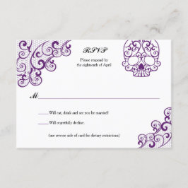Elegant Lace Skull Calavera RSVP-kaart RSVP Kaartje