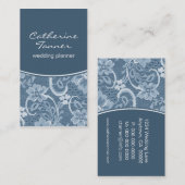 Elegant Lace Visitekaartje, Navy Blue Visitekaartje (Voorkant / Achterkant)