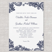 Elegant Lace Wedding Custom Foto Blue White Chic