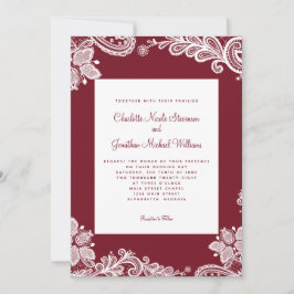 Elegant Lace Wedding Custom Foto Red White Kaart
