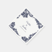 Elegant Lace Wedding Verloving Bride & Groom Blue Servet (Hoek)
