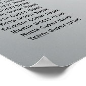 Elegant Lacework Silver Wedding Reception Zitplaat Poster (Hoek)