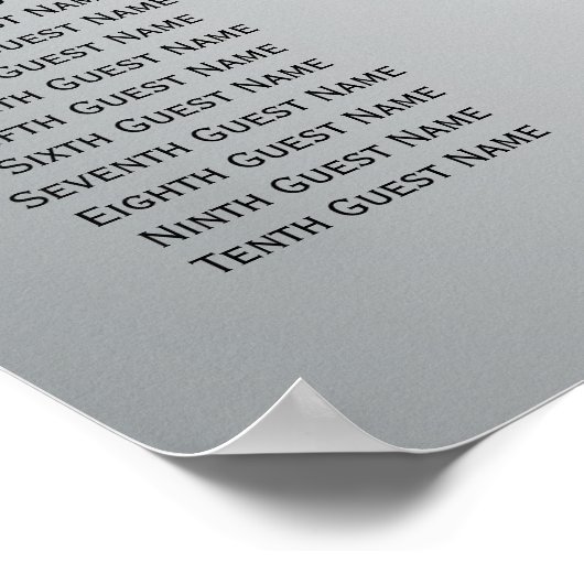 Elegant Lacework Silver Wedding Reception Zitplaat Poster (Hoek)