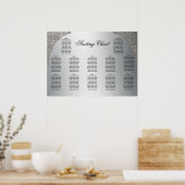 Elegant Lacework Silver Wedding Reception Zitplaat Poster (Keuken)