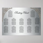 Elegant Lacework Silver Wedding Reception Zitplaat Poster (Voorkant)