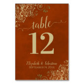 Elegant Lacy Gold Calligraphy Rust Oranje Wedding Kaart (Achterkant)