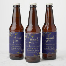 Elegant Lacy Gold op marinesblauwe bruiloft Hartel