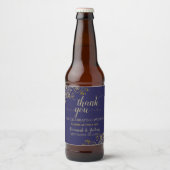 Elegant Lacy Gold op marinesblauwe bruiloft Hartel Bier Etiket (Voorkant)