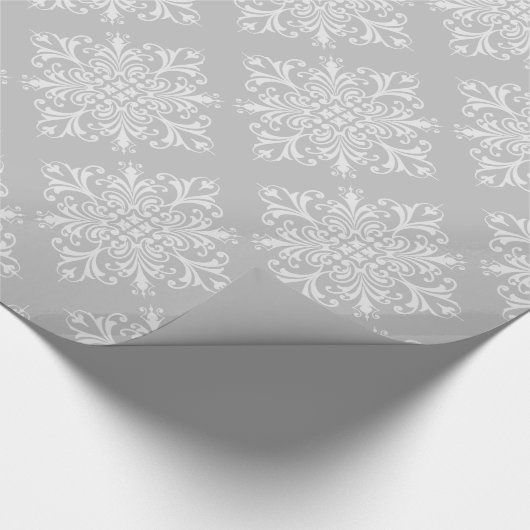 Elegant Lacy Grey Damask Cadeaupapier (Hoek)
