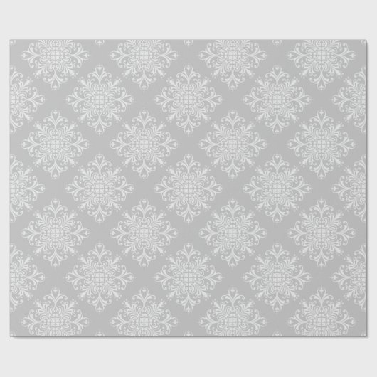 Elegant Lacy Grey Damask Cadeaupapier (Vlak)