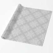 Elegant Lacy Grey Damask Cadeaupapier (Uitgerold)