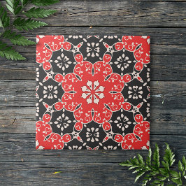  Elegant Lacy Mosaic Red Black en White Tegeltje