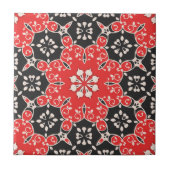 Elegant Lacy Mosaic Red Black en White Tegeltje (Voorkant)