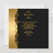 Elegant Lady 50th Birthday Party Gold Black Wine Kaart (Achterkant)