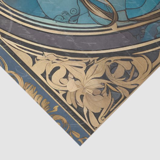  Elegant Lady Art Nouveau Blue Ephemera Tissuepapier (Detail)