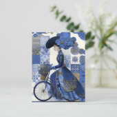 Elegant Lady Bicycle Delft Briefkaart (Staand voorkant)