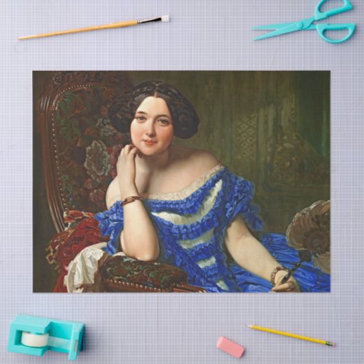 Elegant Lady Blue Dress-ontkoppeling Tissuepapier (Craft)