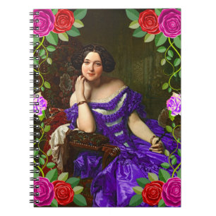 Elegant Lady Blue Violet Dress Floral Notitieboek