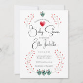 Elegant Lady Bug Floral Baby shower Invitation Kaart (Voorkant)