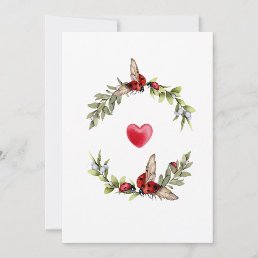 Elegant Lady Bug Floral Baby shower Invitation Kaart (Achterkant)