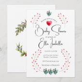 Elegant Lady Bug Floral Baby shower Invitation Kaart (Voorkant / Achterkant)