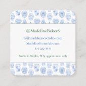 Elegant Lady Chinoiserie Monogram Vierkante Visitekaartje (Achterkant)