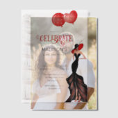 Elegant Lady en Balloons Birthday Vellum Uitnodigingen (Offset (Koppel))