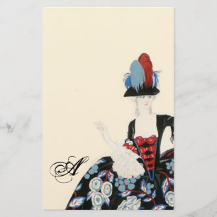 ELEGANT LADY FLORAL DRESS/BEAUTY MODE MONOGRAM BRIEFPAPIER