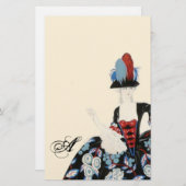 ELEGANT LADY FLORAL DRESS/BEAUTY MODE MONOGRAM BRIEFPAPIER (Voorkant / Achterkant)